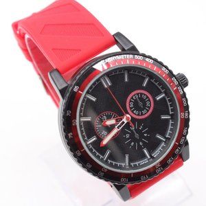 Geneva Platinum Watch Mens Black Tone Stainless Steel Tachymeter Black Dial